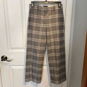 Jcrew Wide Leg Plaid Trousers